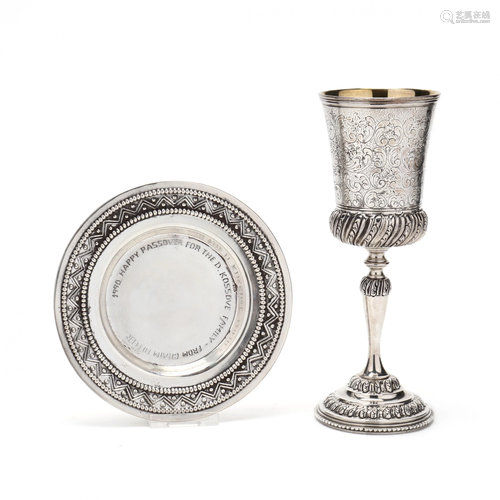 A Very Fine Silver Gilt Kiddush Cup and Seder Plate