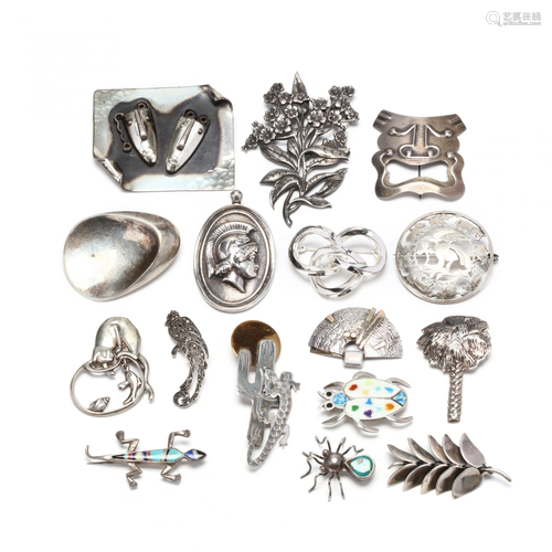 Group of Silver Brooches