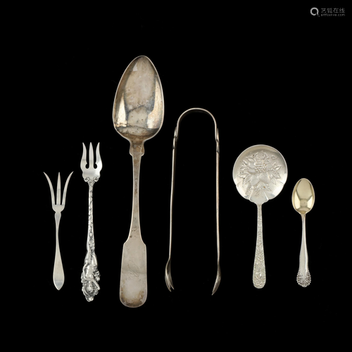 Six Pieces of Coin Silver & Sterling Silver Flatware