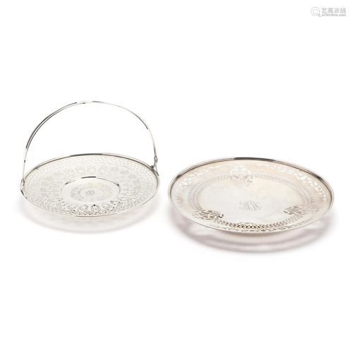 Two Sterling Silver Reticulated Cake Plates