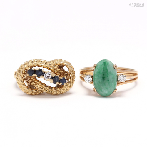 Two Gold and Gem-Set Rings