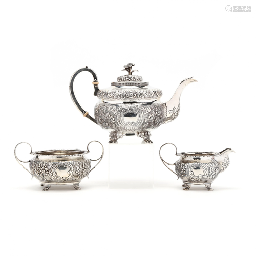 An Assembled Irish George IV Silver Tea Set