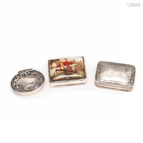 Three Sterling Silver Pill Boxes