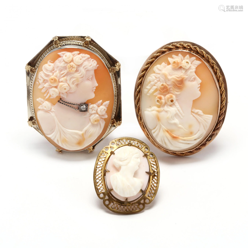 Three Cameo Brooches