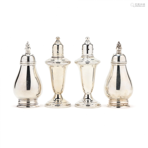 Four Sterling Silver Shakers