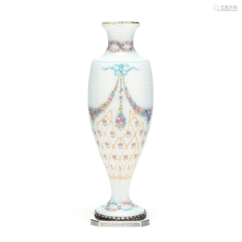 An Antique French Guilloche Enameled Vase