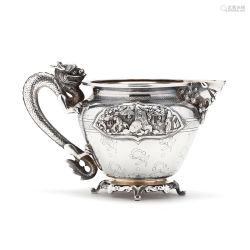 A Christofle Silverplate Creamer in the Chinese Style