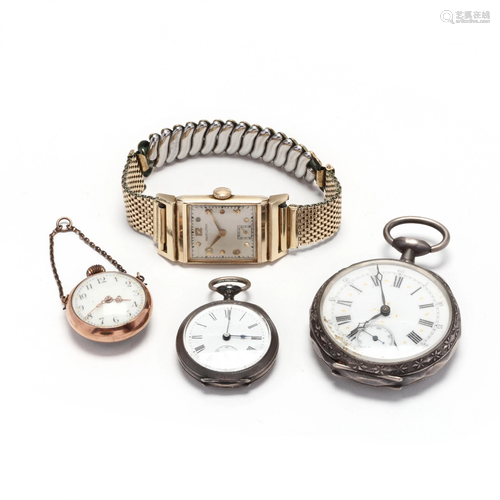 Three Vintage Pocket Watches and a Gent's 14KT …