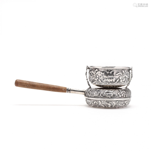 An Antique Dutch 2nd Standard Silver Tea Strainer