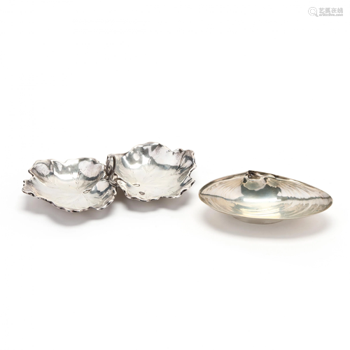 Two Naturalistic Sterling Silver Serving Dishes