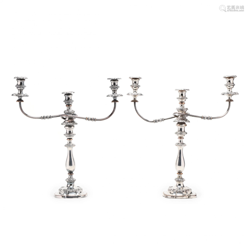 Pair of Antique Sheffield Plate Candelabra