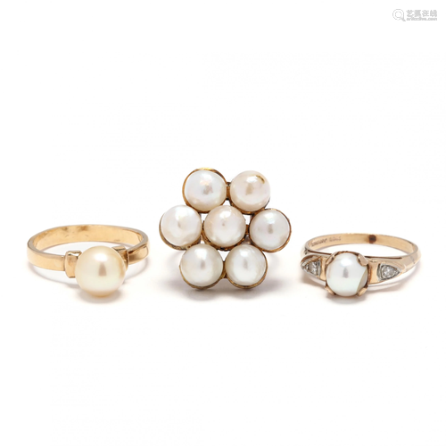 Three Gold and Pearl Rings