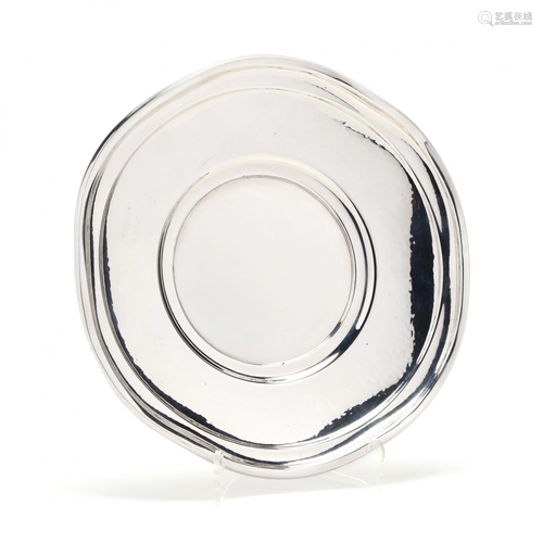 An Art Deco Hammered Silver Cake Plate