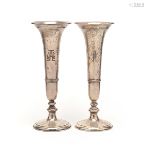 A Pair of Sterling Silver Vases