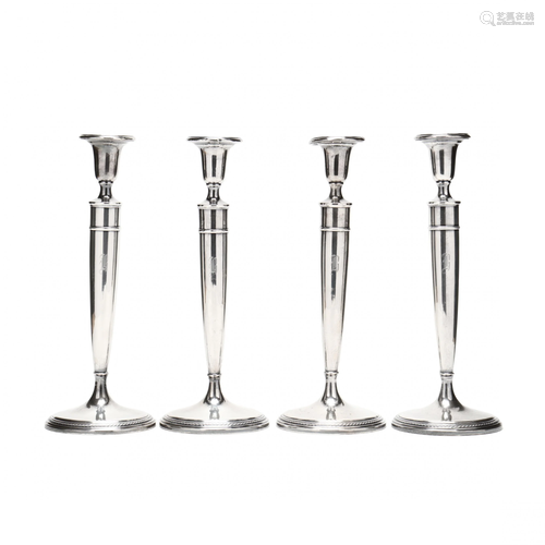 Set of Four Sterling Silver Candlesticks