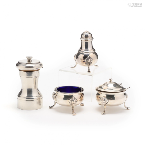 An 18th Century Style Sterling Silver Condiment Set