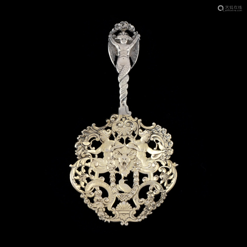 A Very Fine Cast Silver Bon Bon Spoon by Gorham