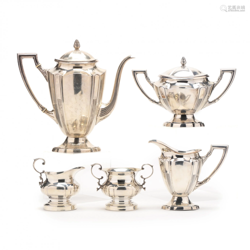 An Assembled Sterling Silver Coffee Service