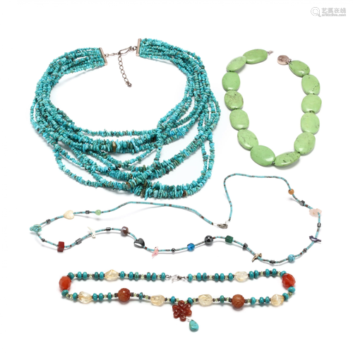 Four Turquoise Bead Necklaces