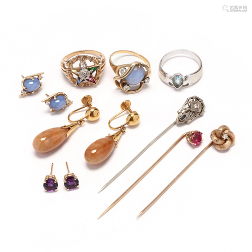 Group of Gold Jewelry Items