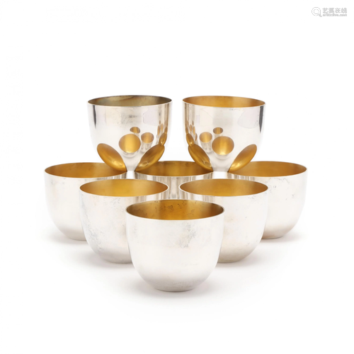 Eight Sterling Silver Jefferson Cups by Stieff