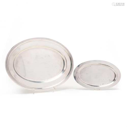 Two Sterling Silver Oval Platters