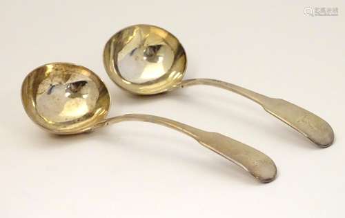 A pair of Geo III silver fiddle pattern sauce ladles Hallmarked London 1798 maker George Smith 7