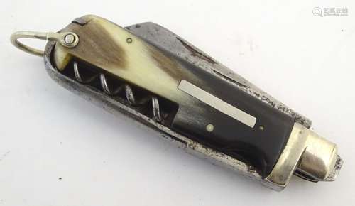 A c1920 horn handled combination pocket knife, marked 'Friar' by Geo. Gill & Sons, Sheffield.