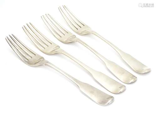 A set of 4 Geo III silver fiddle pattern dessert forks hallmarked London 1798 Maker George Smith.