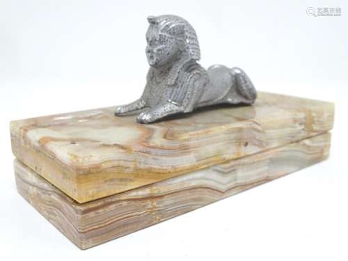 A 20thC paperweight of rectangular form, decorated with an Armstrong Siddeley style car mascot