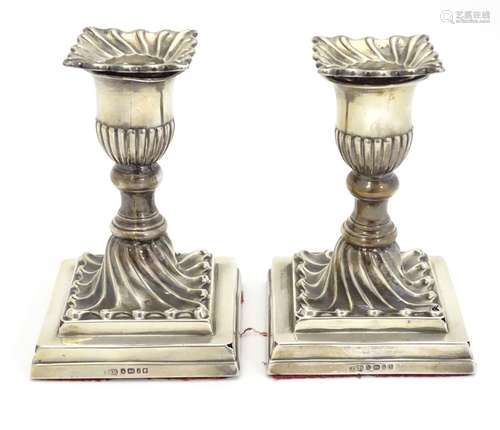 A pair of Victorian silver candlesticks Hallmarked Sheffield 1876 maker Hawksworth, Eyre & Co (James