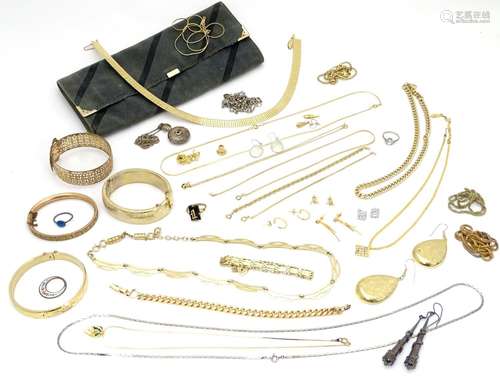 A quantity of assorted jewellery to include bangles, necklaces, bracelets etc. To include 9ct,