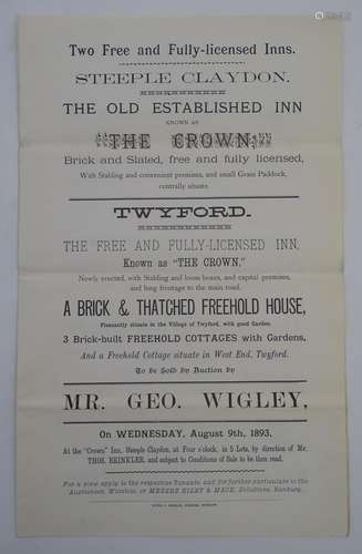 Buckinghamshire local interest: a Victorian property auction advertising prospectus/catalogue, '