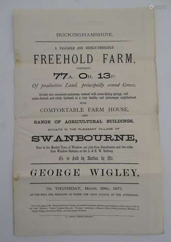 Buckinghamshire local interest: a Victorian property auction advertising prospectus/catalogue, 'A