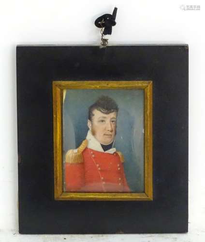 A 19thC rectangular watercolour and bodycolour portrait miniature, by Rose Bank. Depicting a