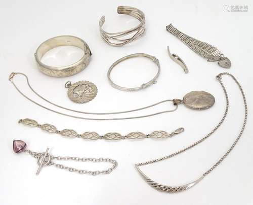 Assorted jewellery to include silver bangle, bracelets pendants etc Please Note - we do not make