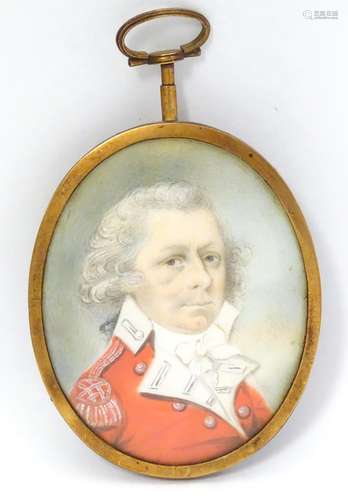 Manner of Richard Cosway (1742-1821), An English 19thC oval watercolour and bodycolour portrait