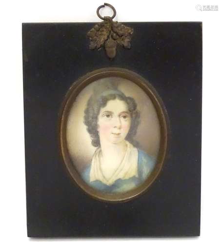 Manner of Charles Hayter (1761-1835), A 19thC English School oval watercolour and bodycolour