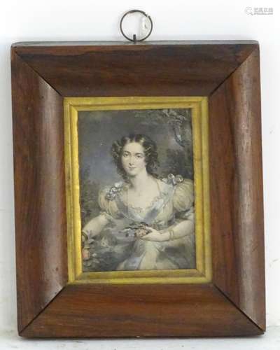 A framed 19thC hand coloured engraving by J.G. Edwards, printed by J. Wood, depicting a portrait