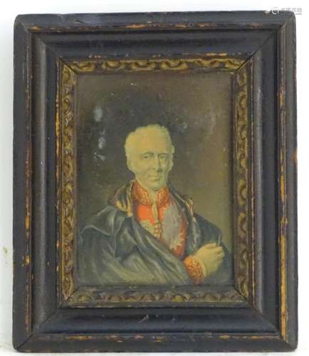 After George Baxter (1804-1867), Coloured print, A miniature portrait of Arthur Wellesley, 1st