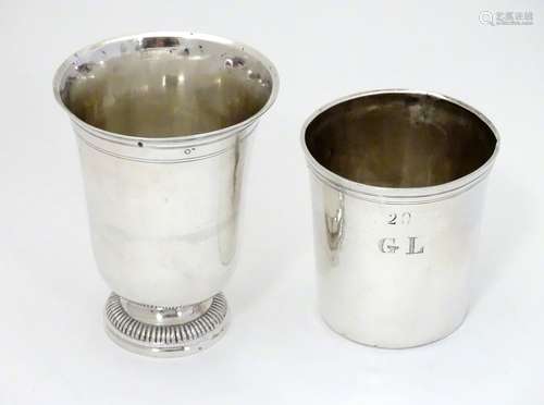 Two French silver beakers the tallest 4