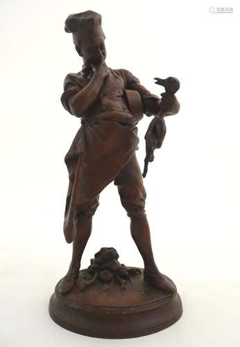 A cold painted spelter figure after Clément Léopold Steiner (1853-1899), The Chef, depicting a