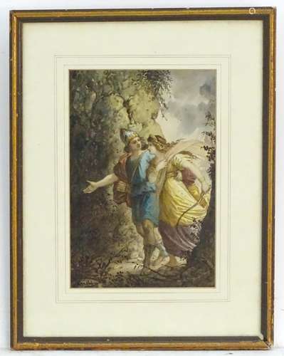 Francesco Paolo Priolo (1818-1892), Italian School, Watercolour, Classical figures, possibly the