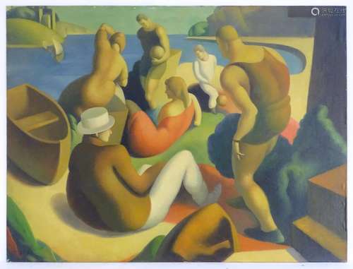 Manner of Thomas Hart Benton (1889 ? 1975), American School, Oil on canvas laid on board, Art Deco