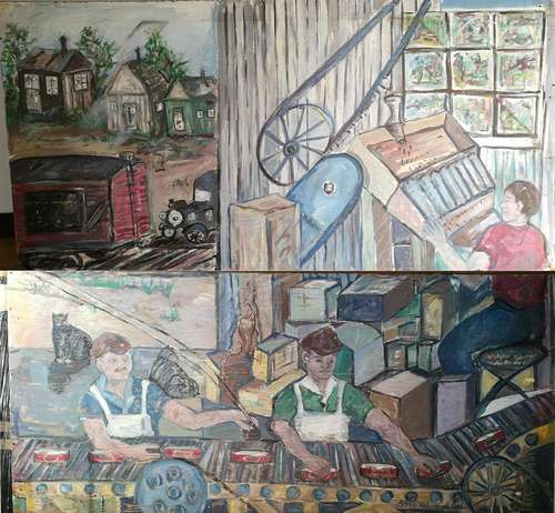 Patricia Yarborough Reed, XX, American School, Mural, Box & Label Machine, sponsored by the First