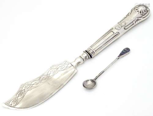 A silver kings pattern handled butter knife hallmarked Birmingham 1828, together with a salt