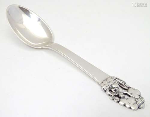 Scandinavian silver: A .830 silver souvenir spoon for 1991, maker Cohr. Approx. 6