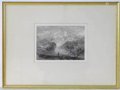 W. R. Smith, after J. M. W. Turner (1775?1851), Monochrome engraving, Richmond, Yorkshire, A hilltop