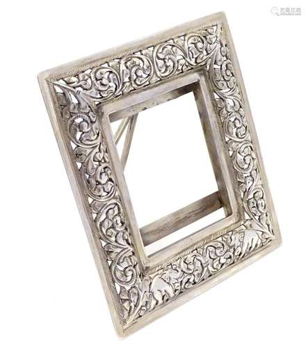 A Continental .800 silver photograph frame with elephant and acanthus scroll decoration. 5