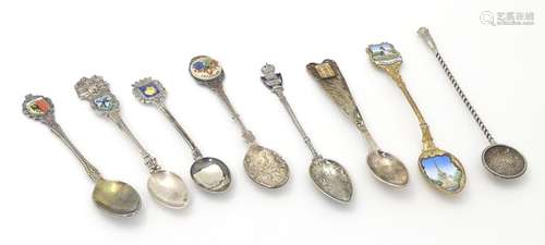 Eight assorted silver, silver plate, white metal etc. souvenir spoons, to include a Scandinavian